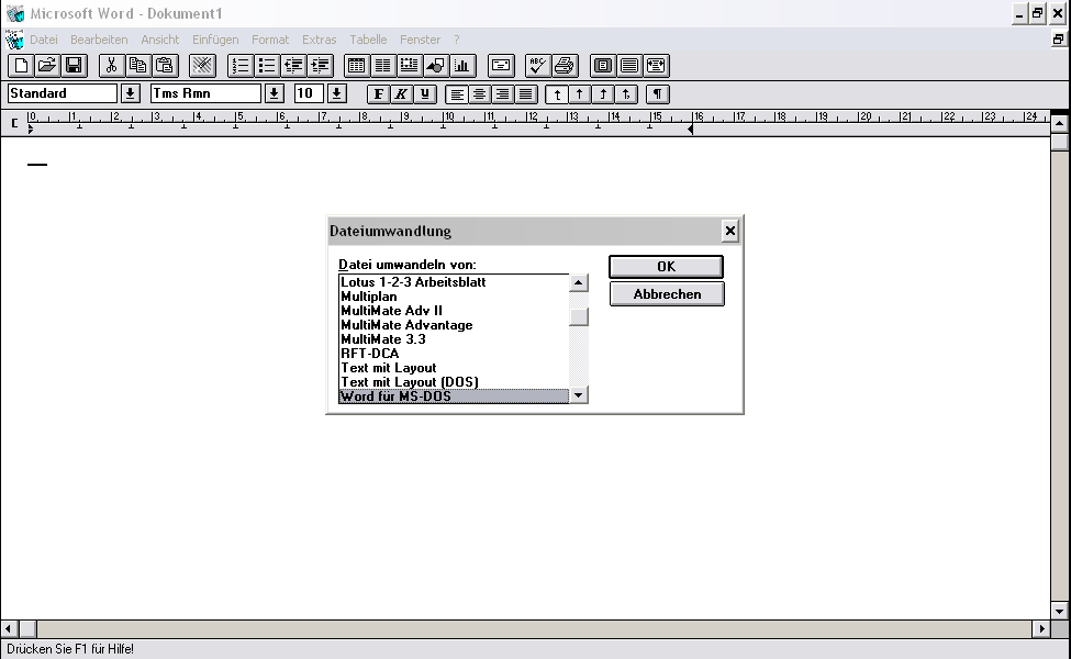 Word5-Datei öffnen in Winword2