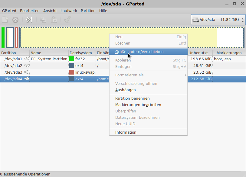 gparted screenshot