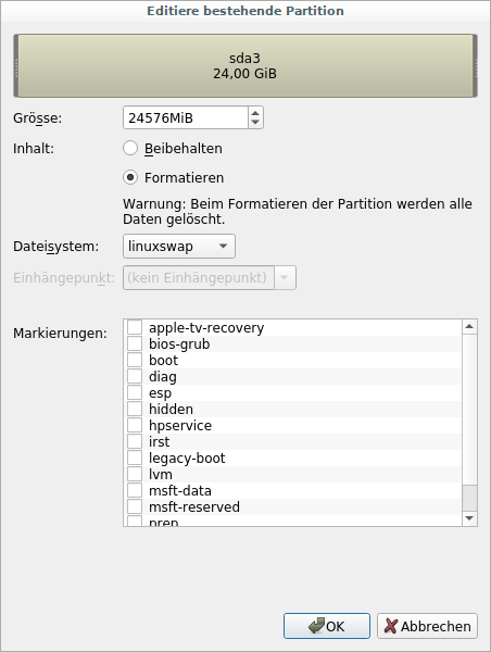 Siduction Installer - Swap Partition einrichten