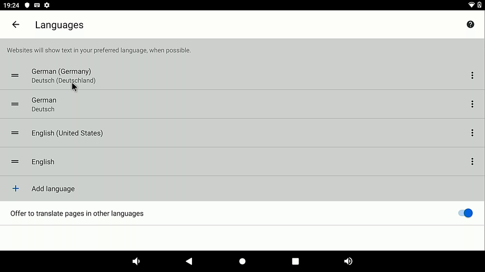 Google Browser Übersetzungs-Spracheinstellungen