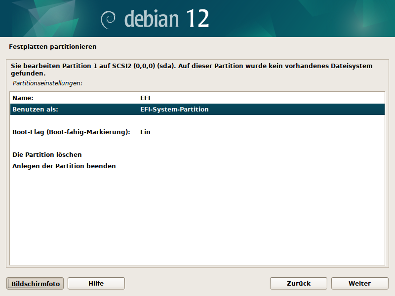 Debian Installer Partitionsmanager