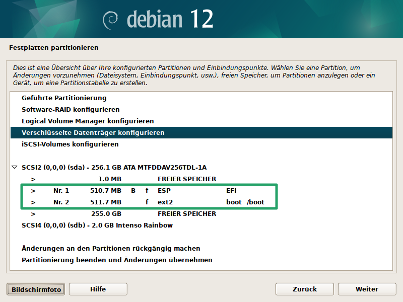 Debian Installer Partitionsmanager