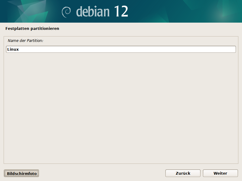 Debian Installer Partitionsmanager