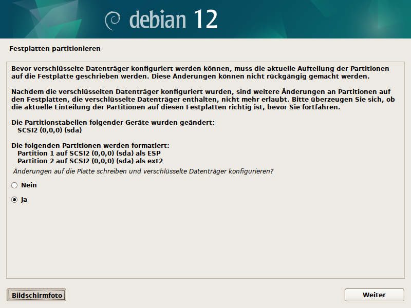 Debian Installer Partitionsmanager