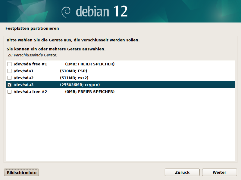 Debian Installer Partitionsmanager