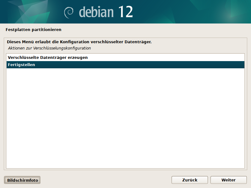 Debian Installer Partitionsmanager