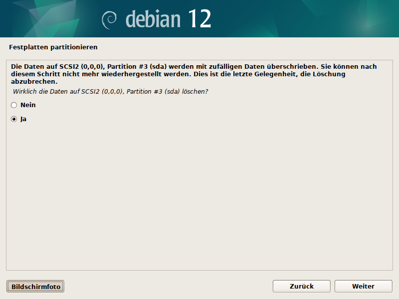 Debian Installer Partitionsmanager