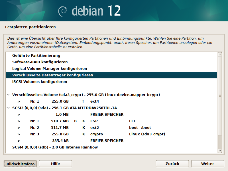 Debian Installer Partitionsmanager