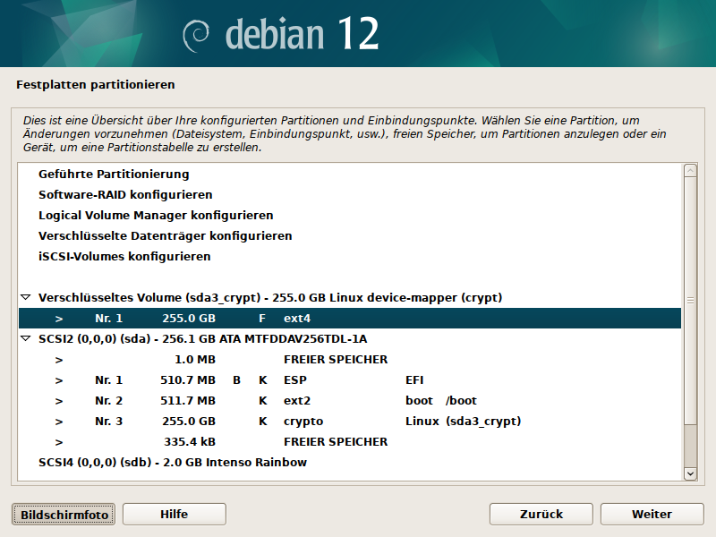 Debian Installer Partitionsmanager