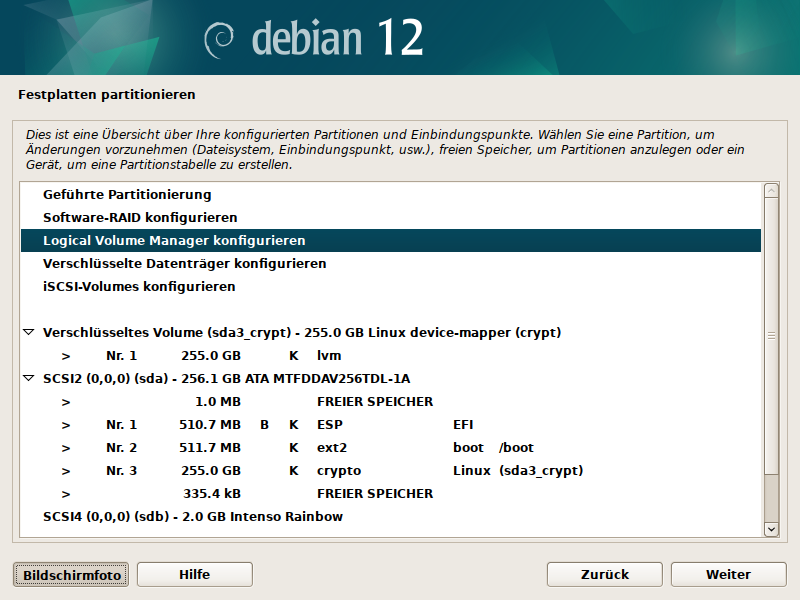 Debian Installer Partitionsmanager