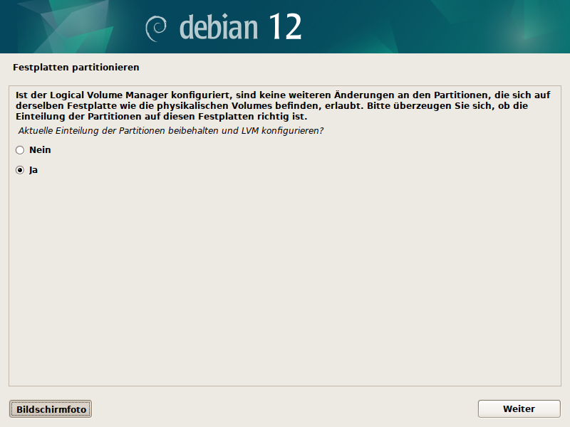 Debian Installer Partitionsmanager