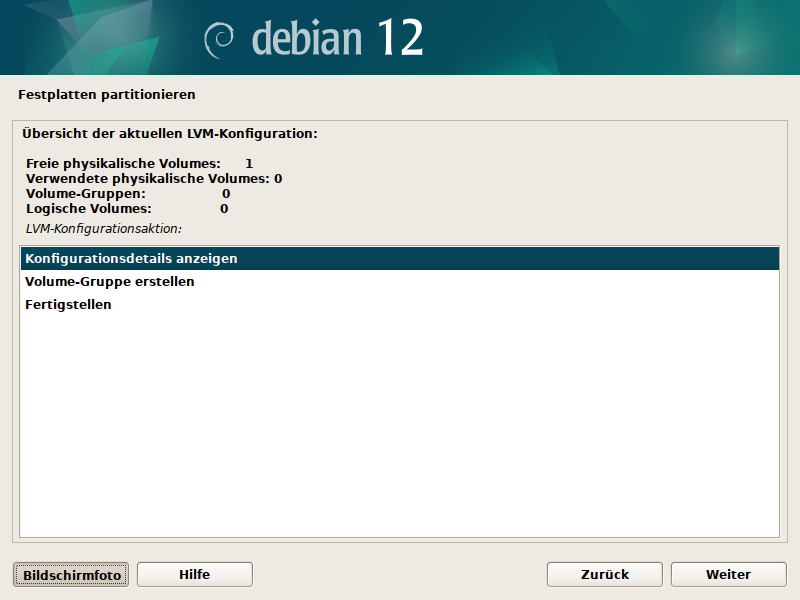 Debian Installer Partitionsmanager