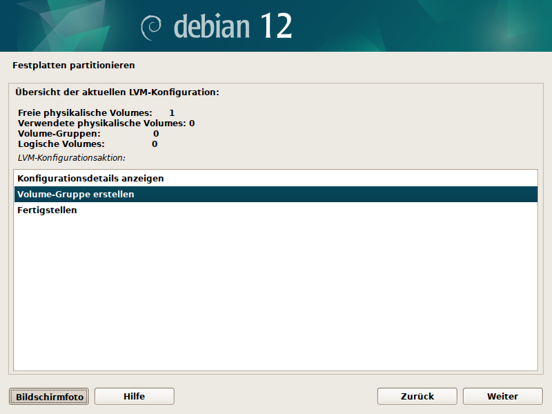 Debian Installer Partitionsmanager
