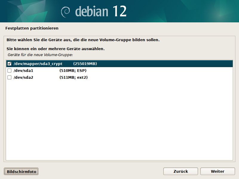 Debian Installer Partitionsmanager