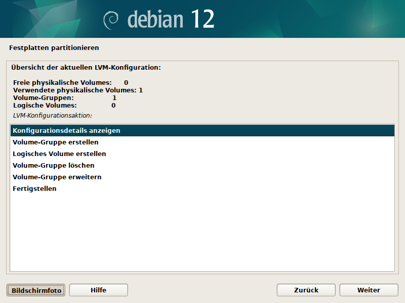 Debian Installer Partitionsmanager