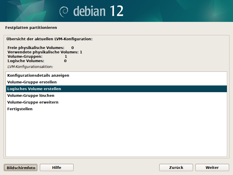 Debian Installer Partitionsmanager