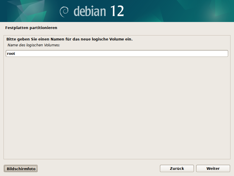 Debian Installer Partitionsmanager