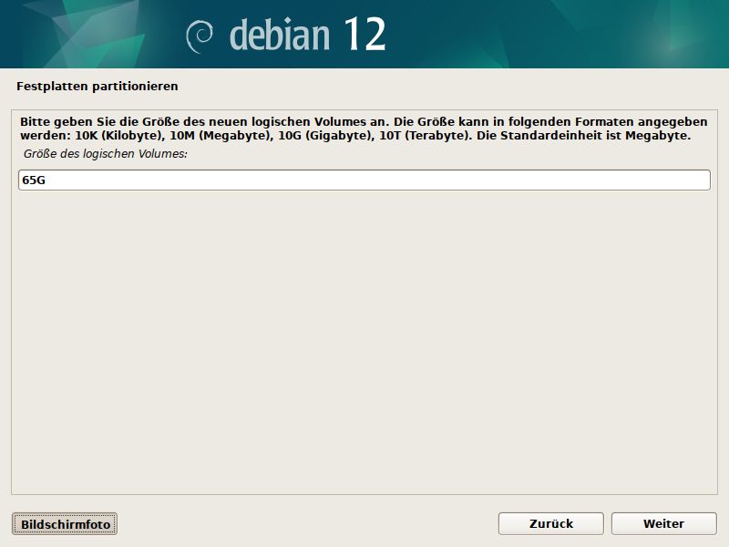 Debian Installer Partitionsmanager