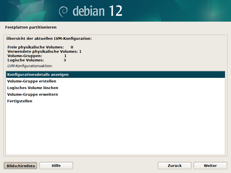 Debian Installer Partitionsmanager