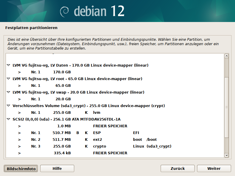 Debian Installer Partitionsmanager