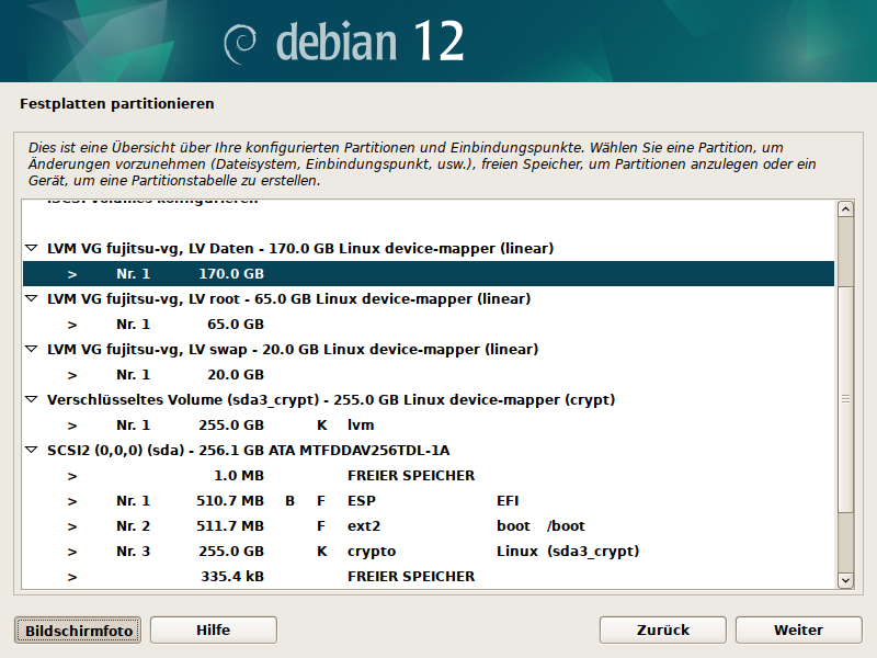 Debian Installer Partitionsmanager