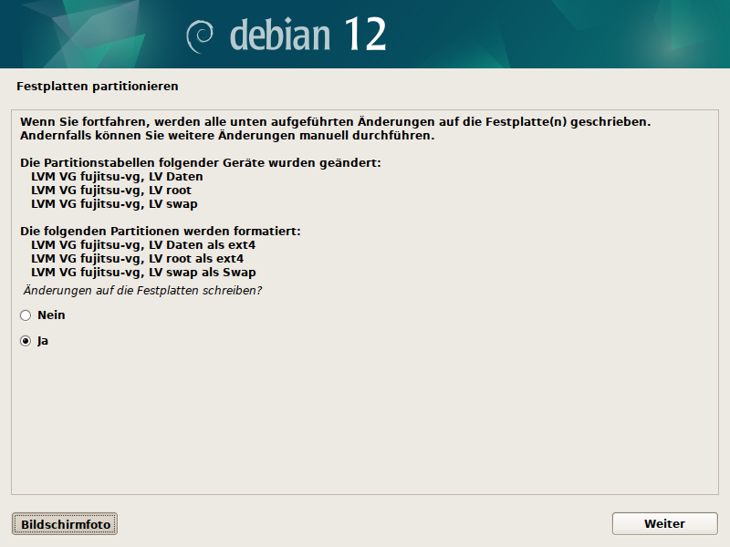 Debian Installer Partitionsmanager