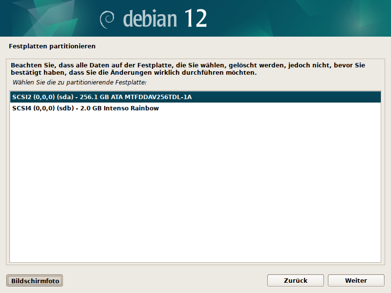 Partitionierung Debian Installer für LVM/LUKS